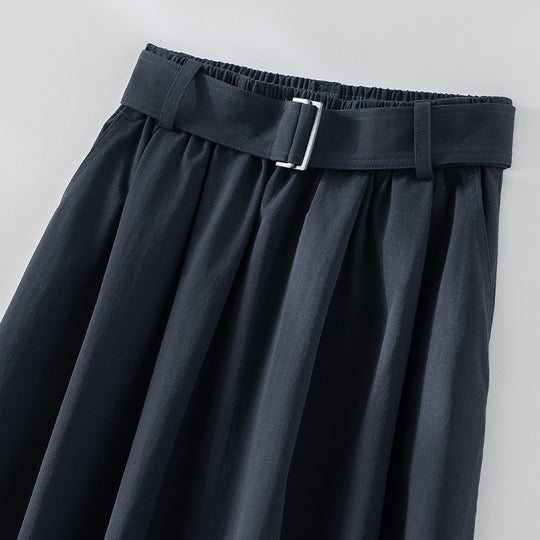 Damen Midilanger A-Linien-Rock mit hoher Taille, Faltenwurf und Taillengürtel Shop Nory