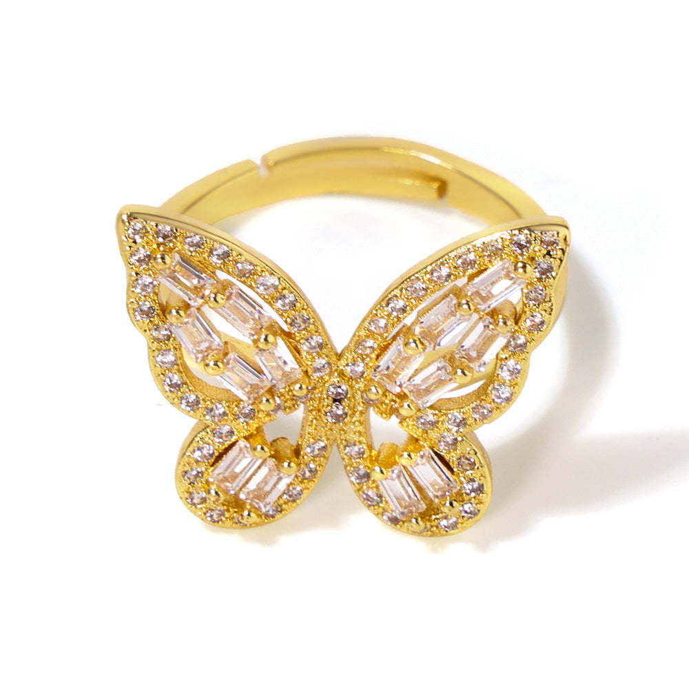 Damenring mit Schmetterlingsdesign aus Kupfer und Zirkon Shop Nory