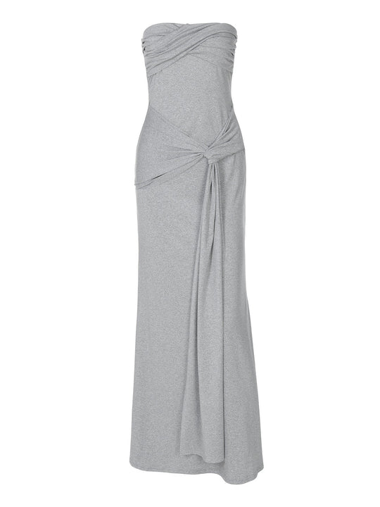 Damen Strapless Maxikleid mit raffiniertem Wickeldesign