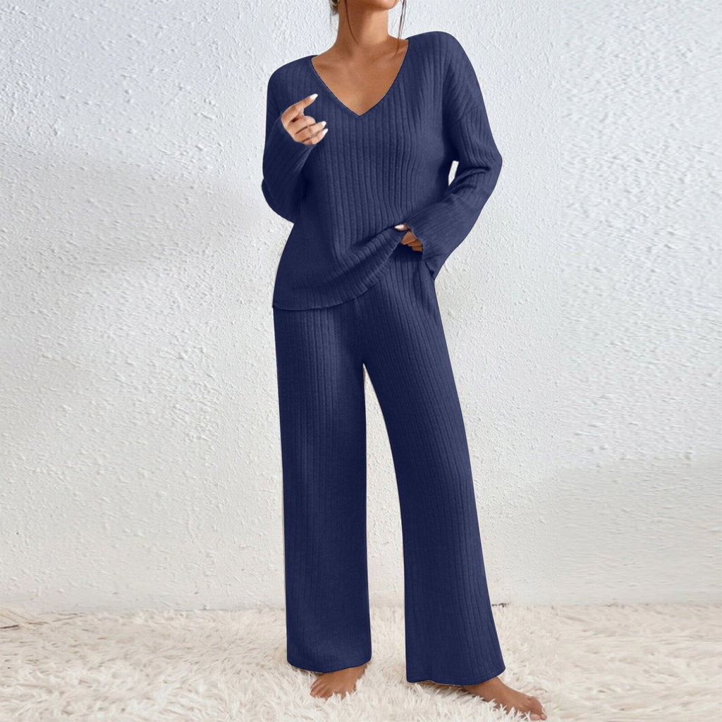 Damen Lässiges Strick-Loungewear-Set