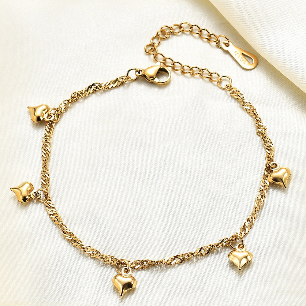 Damen Armband mit doppeltem Herzanhänger aus hochwertigem Edelstahl Shop Nory
