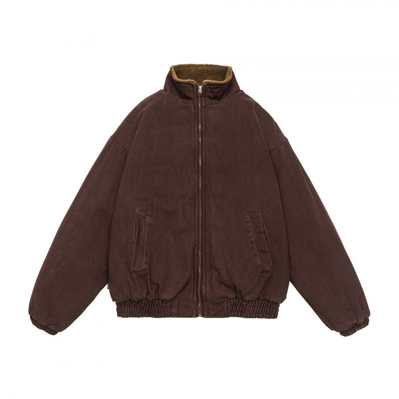 Herren Gefütterte weit geschnittene Winterjacke mit Sherpa-Futter und Stehkragen Shop Nory