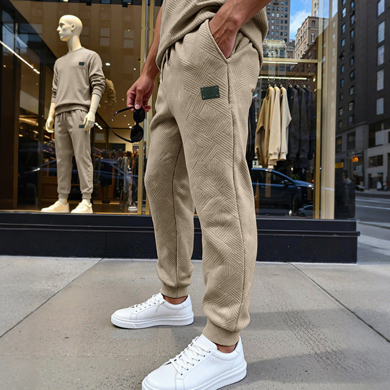 Herren Strukturierte Jogginghose mit geometrischer Waffelstruktur und elastischen Bündchen Shop Nory