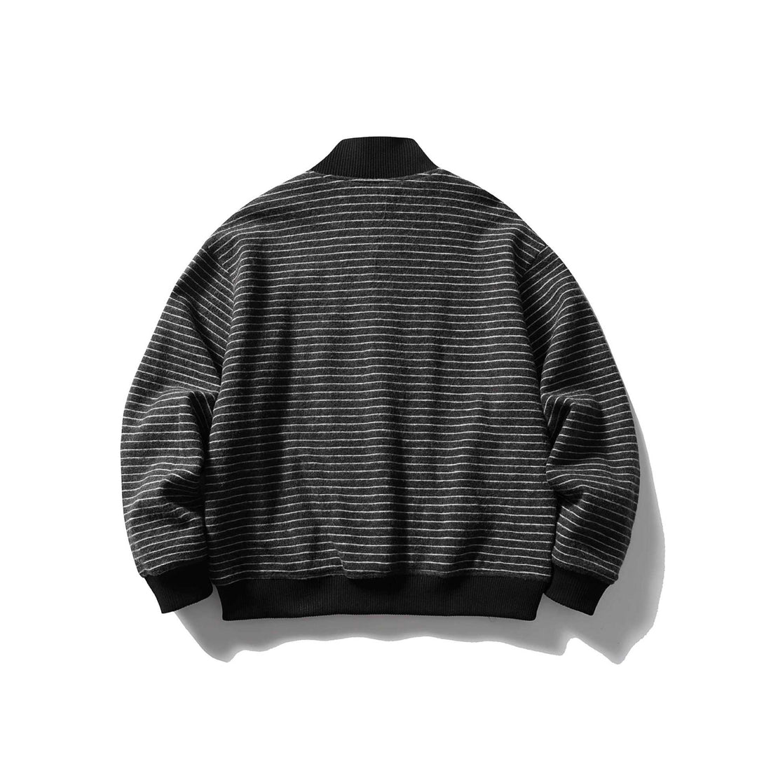 Herren Gestreifter Blouson im Boxy‑Cut mit Rippenkragen und Knopffront Shop Nory