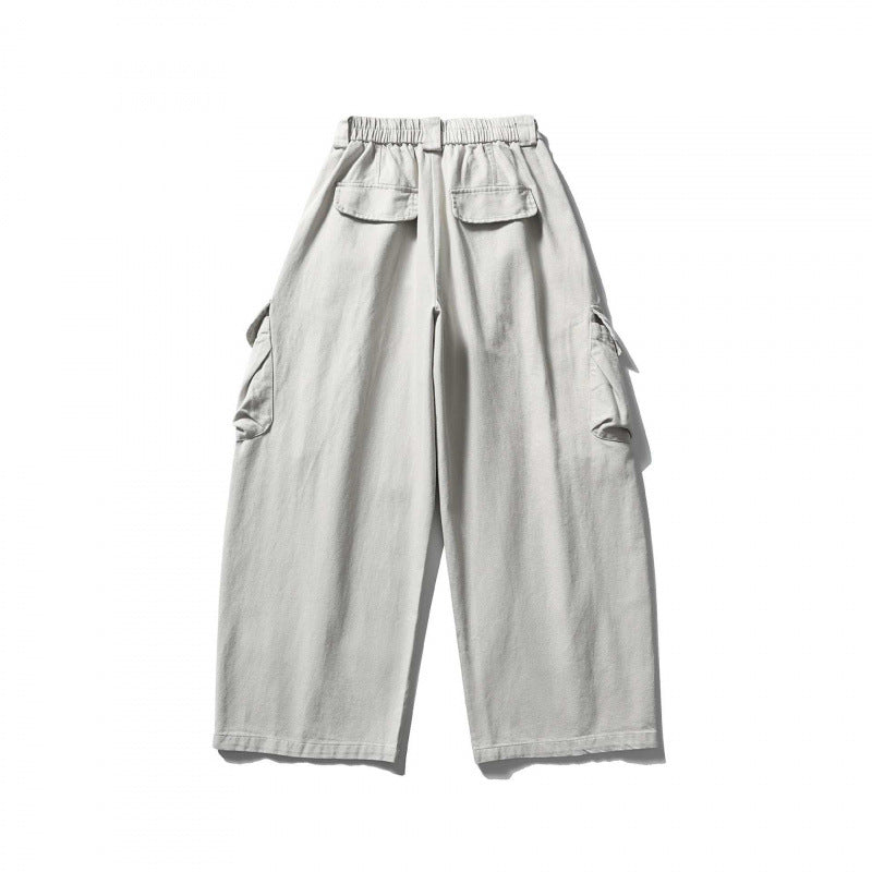 Unisex Weite Cargo-Cropped-Hose mit hohem elastischem Bund, Mehrfachtaschen und Kordelzug Shop Nory