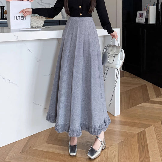 Damen Eleganter Maxirock mit Fransen Shop Nory