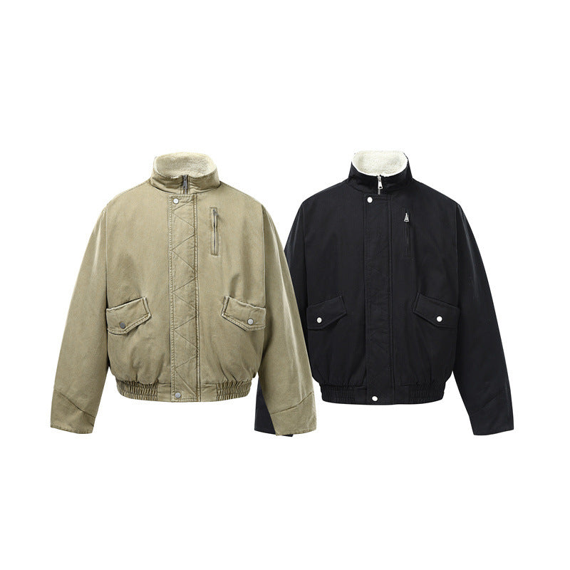Herren Kurzboxy Utility-Bomberjacke aus Canvas mit gesteppter Frontpasse und Stehkragen Shop Nory