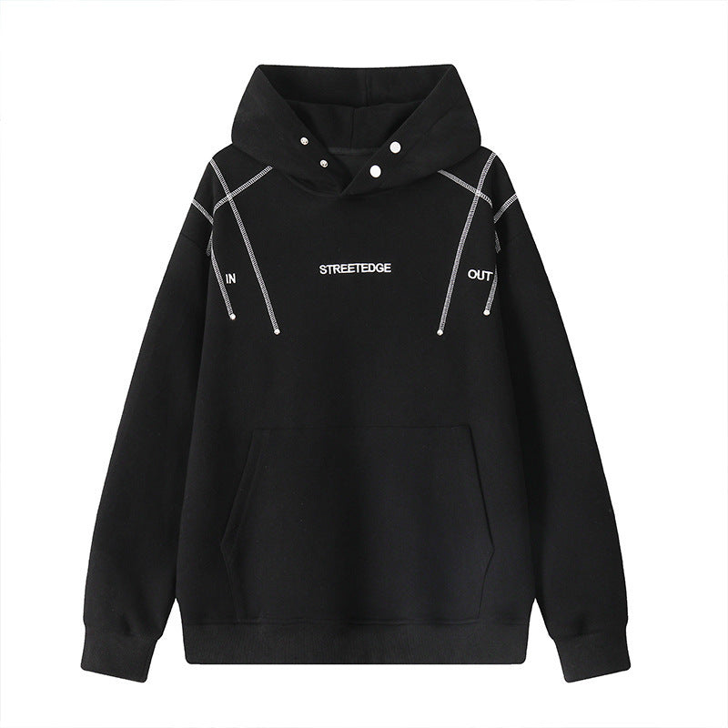 Herren Streetwear-Kapuzenpullover mit Nietenösen und Kontrastkordeln Shop Nory