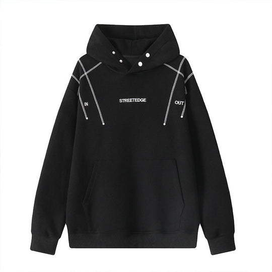 Herren Streetwear-Kapuzenpullover mit Nietenösen und Kontrastkordeln Shop Nory