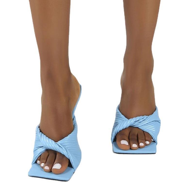 Damen elegante Mules mit raffiniertem Rippendesign und hochhackigem Absatz