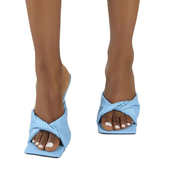 Damen elegante Mules mit raffiniertem Rippendesign und hochhackigem Absatz
