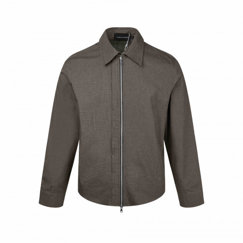 Herren Boxy-Hemdjacke mit Zwei-Wege-Metallreißverschluss und feiner Strukturqualität Shop Nory