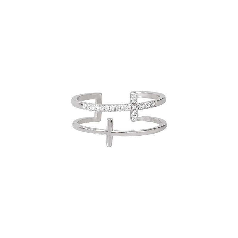 Damen zierliches Ring-Set mit verspieltem Kreuzdesign Shop Nory