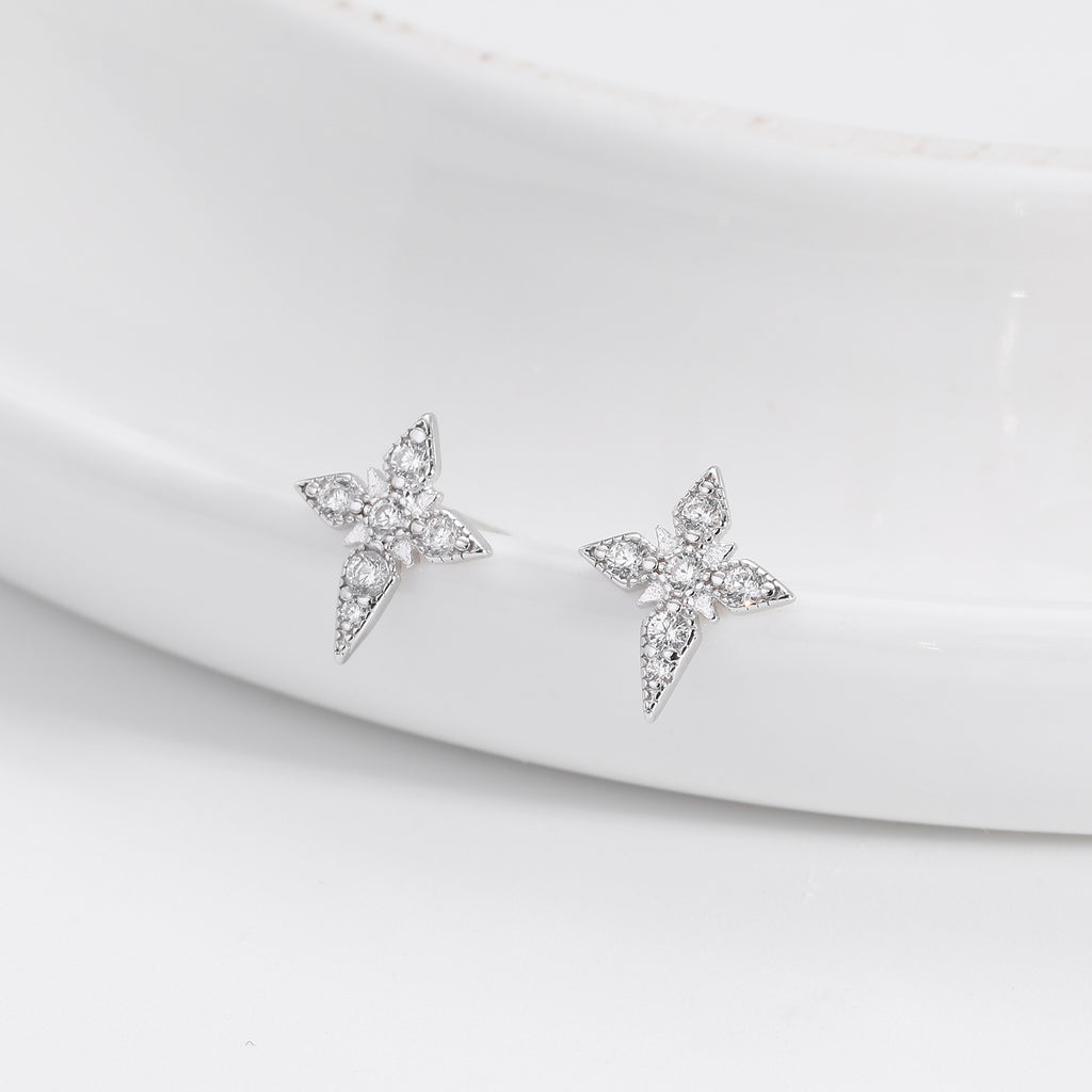Damen Ohrstecker im stilvollen Kreuzdesign mit luxuriösem Zirkonbesatz Shop Nory