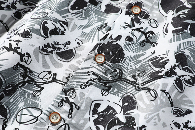 Herren Oversize-Knopfhemd mit grafischem Allover-Print und lockerem Relaxed-Schnitt Shop Nory