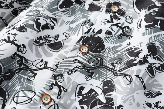 Herren Oversize-Knopfhemd mit grafischem Allover-Print und lockerem Relaxed-Schnitt Shop Nory