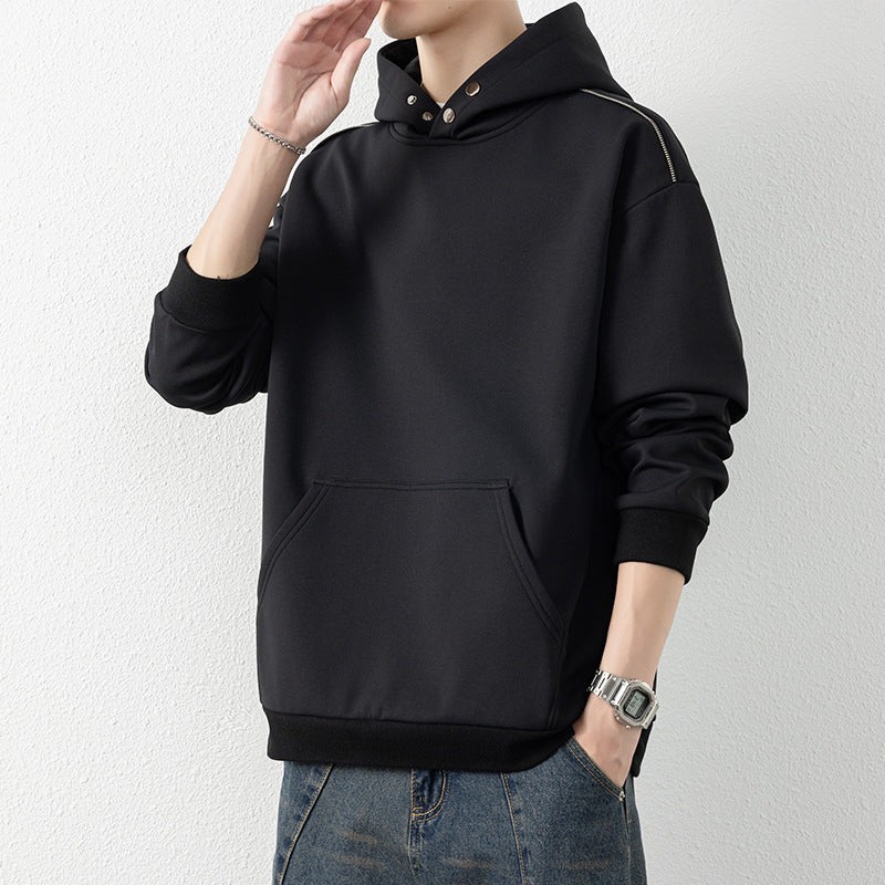 Herren Oversize-Kapuzenpullover mit Kängurutasche & Druckknopf-Hals Shop Nory