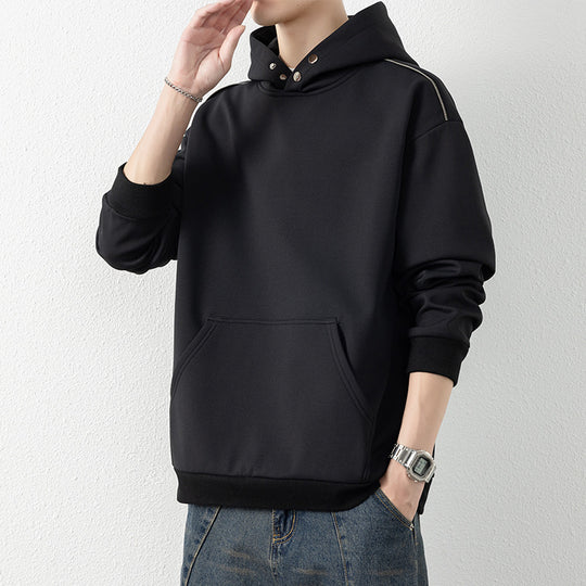 Herren Oversize-Kapuzenpullover mit Kängurutasche & Druckknopf-Hals Shop Nory
