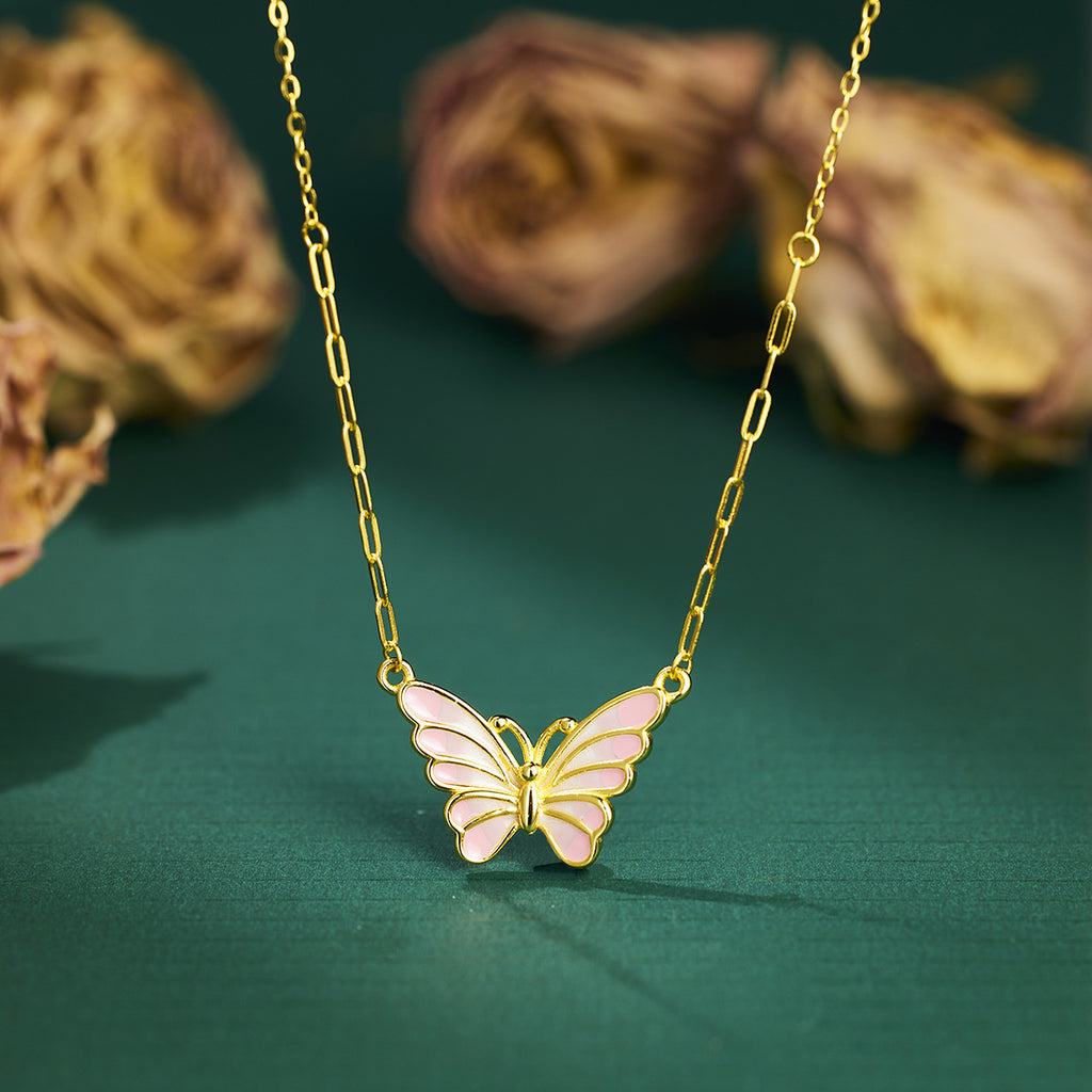 Damen Halskette mit kunstvollem Schmetterlingsdesign Shop Nory
