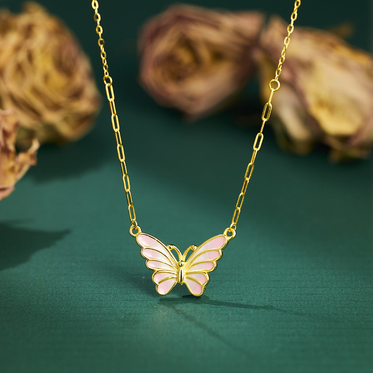 Damen Halskette mit kunstvollem Schmetterlingsdesign Shop Nory