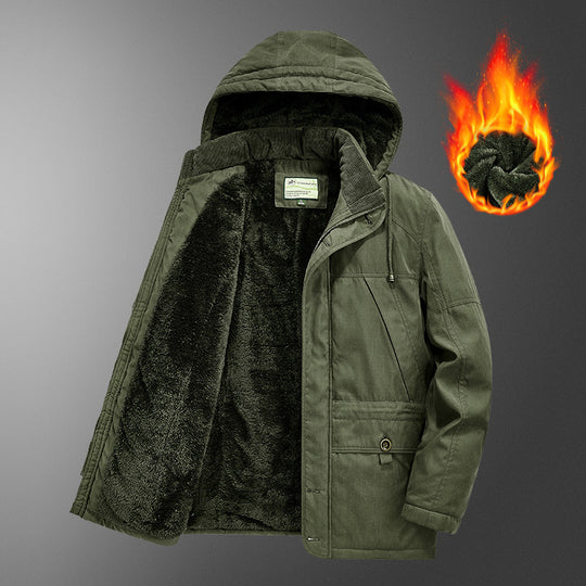 Herren gefütterter Kapuzenparka mit Thermo-Teddyfutter, winddichter Baumwollmix-Außenschale und Mehrfachtaschen Shop Nory