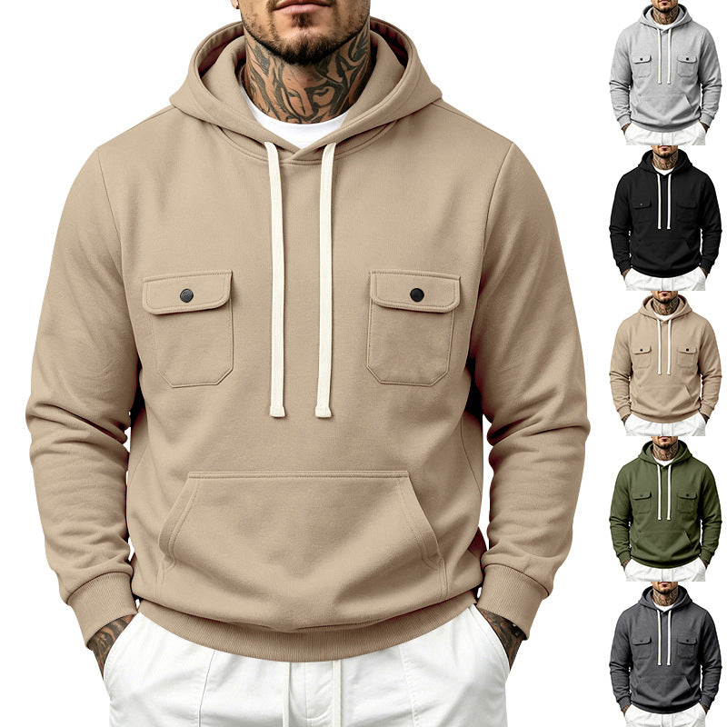 Herren Kapuzenpullover mit Doppel-Brusttaschen und Kängurutasche Shop Nory