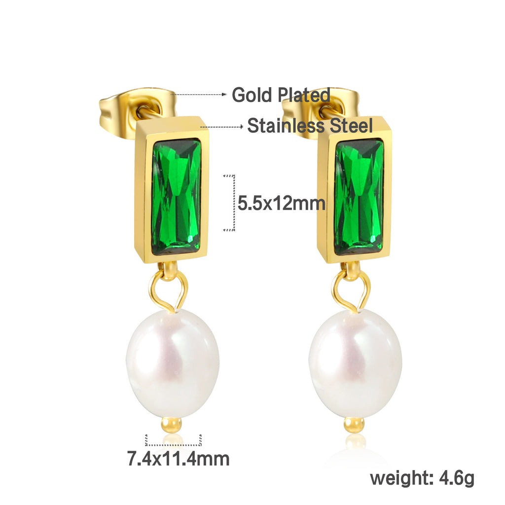 Damen Ohrringe mit elegantem Kristall- und Perlenanhänger Shop Nory