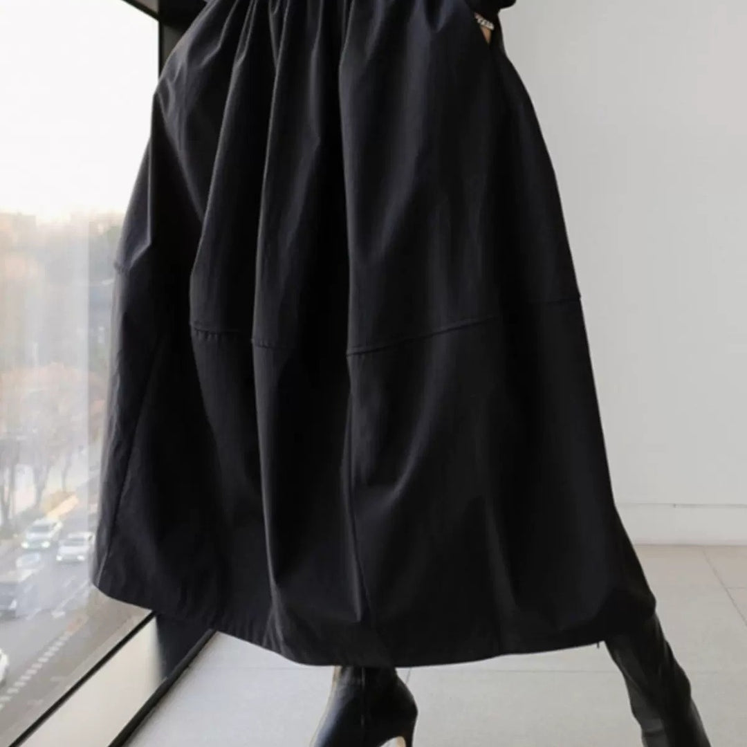 Damen Langer Voluminöser Maxi-Rock mit weitem Saum und elastischem Bund Shop Nory