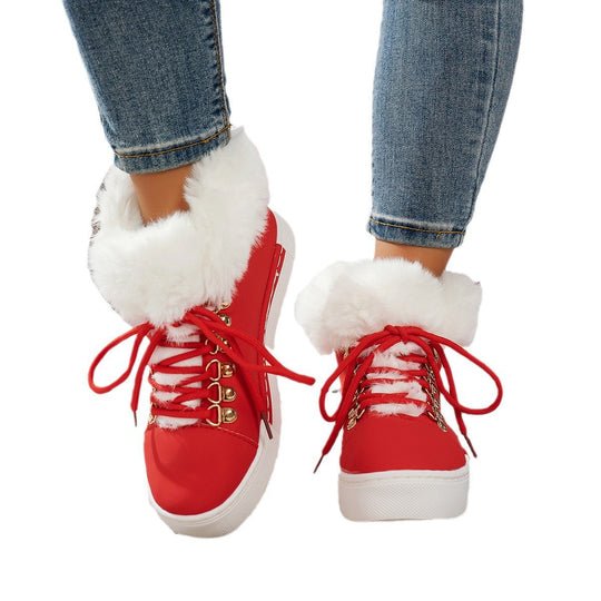 Damen Winterliche Sneaker-Stiefelette mit Kunstfellkragen und Plateau Shop Nory