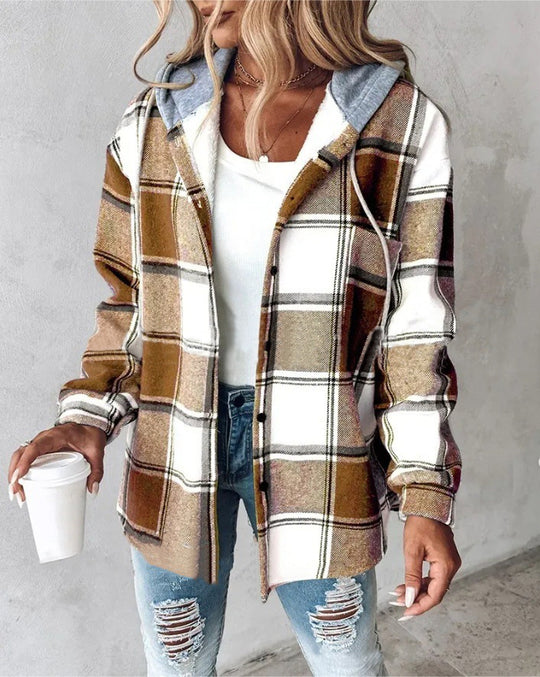 Damen Kapuzencardigan mit Streifen und Druckknopfblende Shop Nory