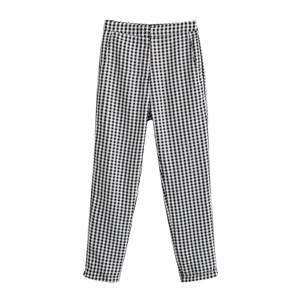 Damen karierten Hose mit lockerem Schnitt