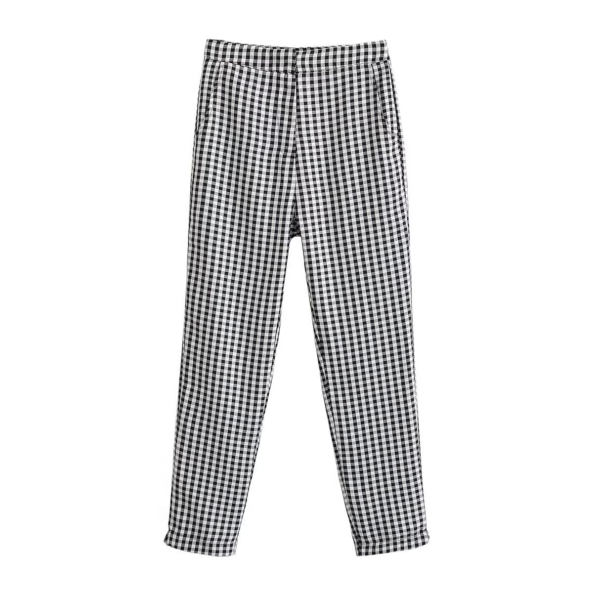 Damen karierten Hose mit lockerem Schnitt