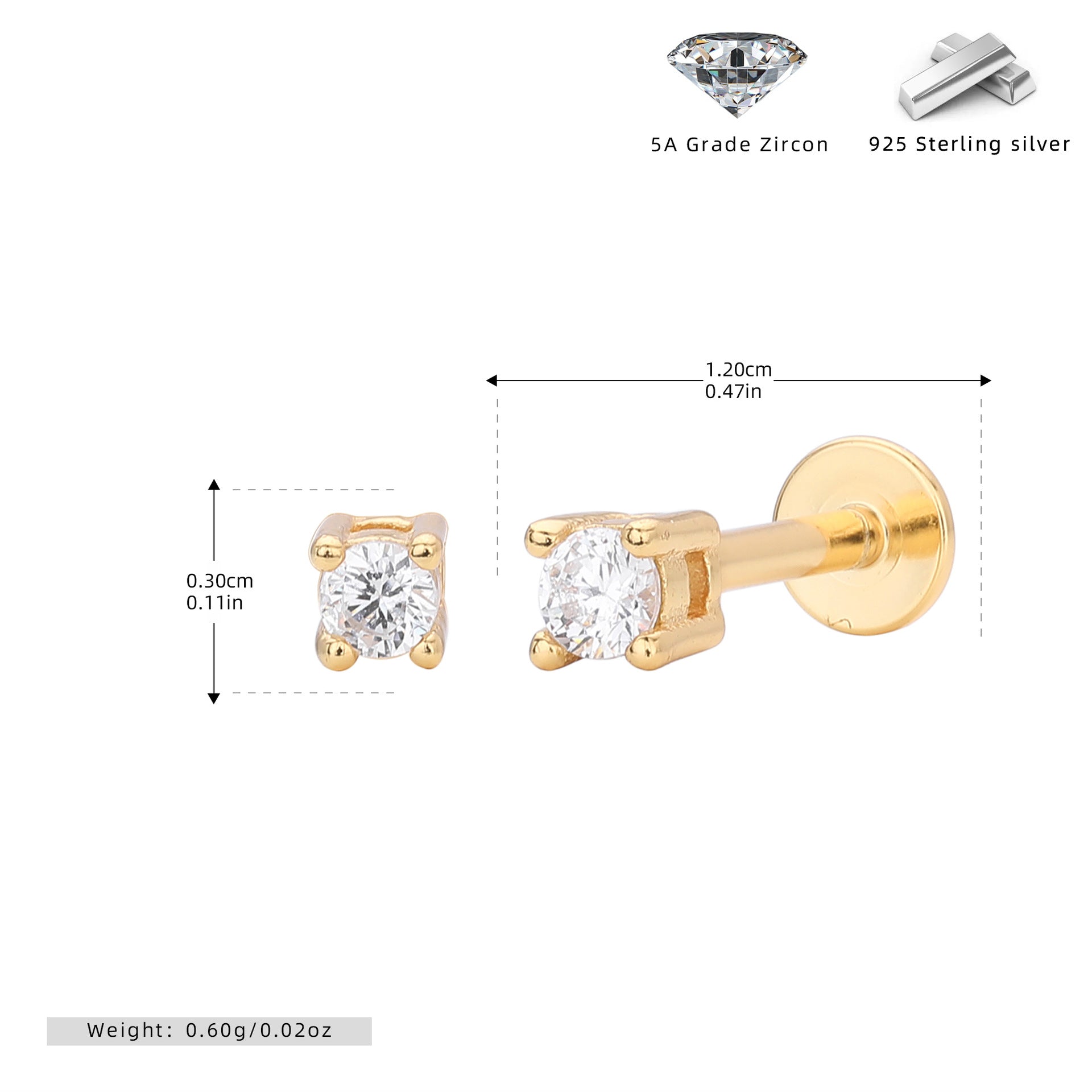 Damen Ohrstecker mit hochwertigem Zirkonbesatz aus 925 Sterling Silber Shop Nory