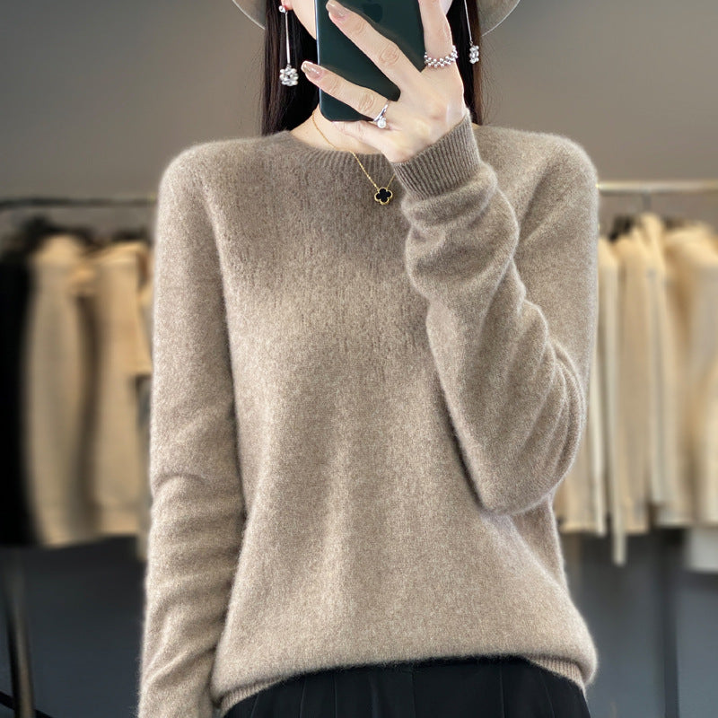 Damen Kuscheliger Midweight Rundhals-Pullover aus Angora-Blend mit feinem Flor und schmalem Bündchen Shop Nory