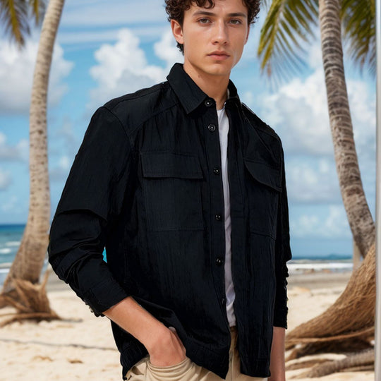 Herren Leichtes Field-Overshirt mit aufgesetzten Brusttaschen und Hemdkragen Shop Nory