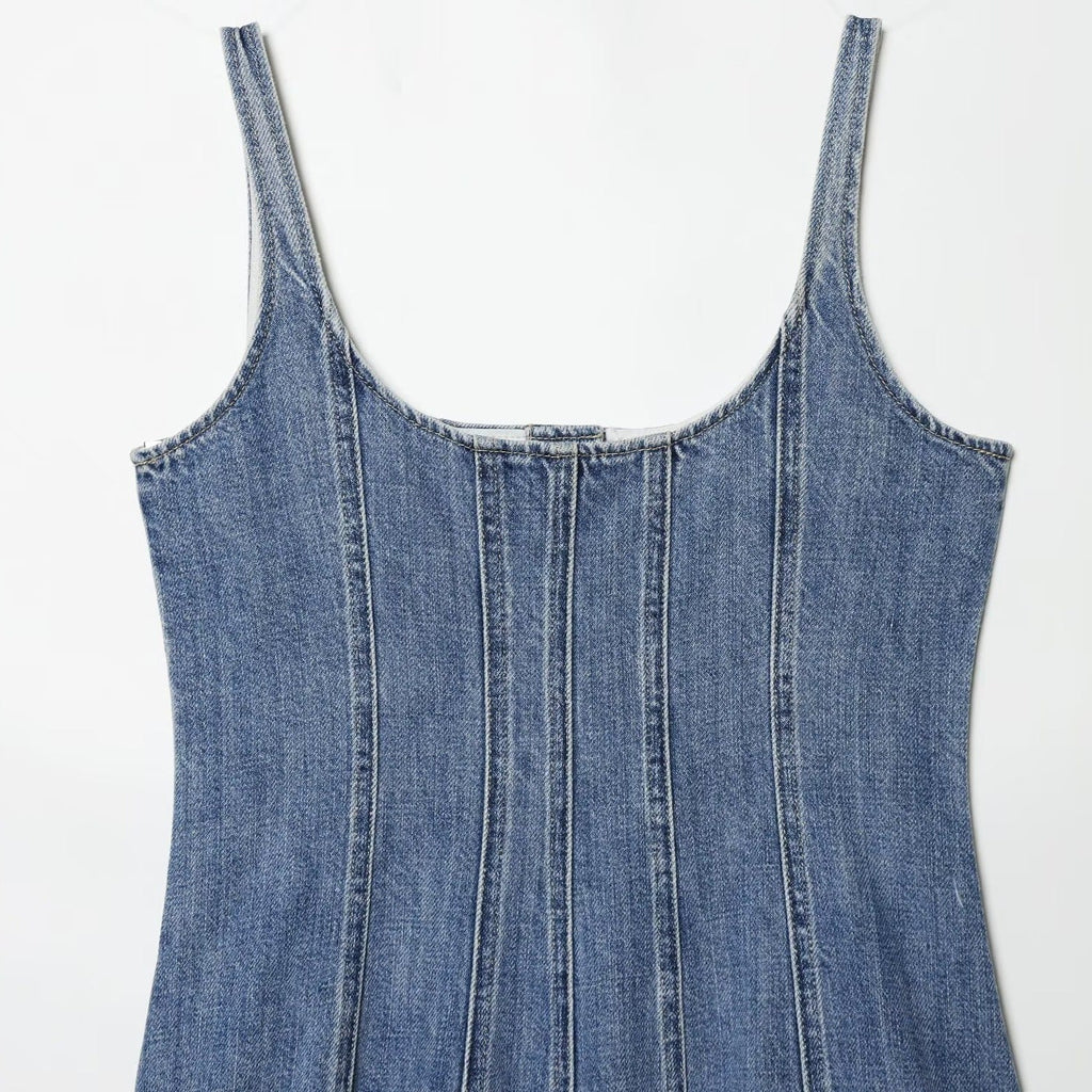 Damen Jeanskleid im A-Linien Schnitt mit Knopfverschluss
