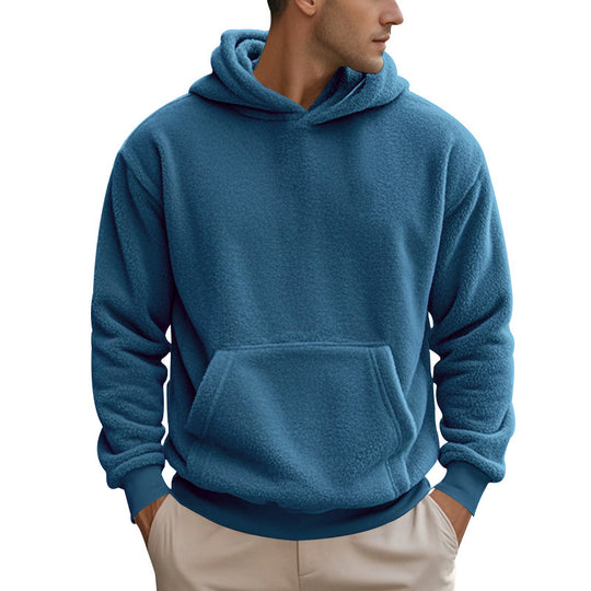 Herren nan kuscheliger Sherpa-Fleece Kapuzenpullover mit Kängurutasche und elastischen Bündchen Shop Nory