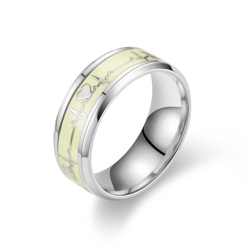 Herren Ring mit kunstvollem Herzschlag-Design und eleganter Edelstahl-Oberfläche Shop Nory