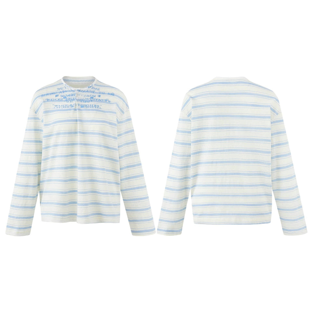 Damen Gestreiftes Langarm-Henleyshirt aus leichter Baumwollmischung Shop Nory