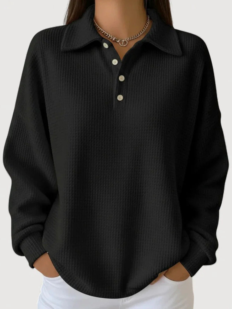 Damen Lässiges Waffel-Pullover