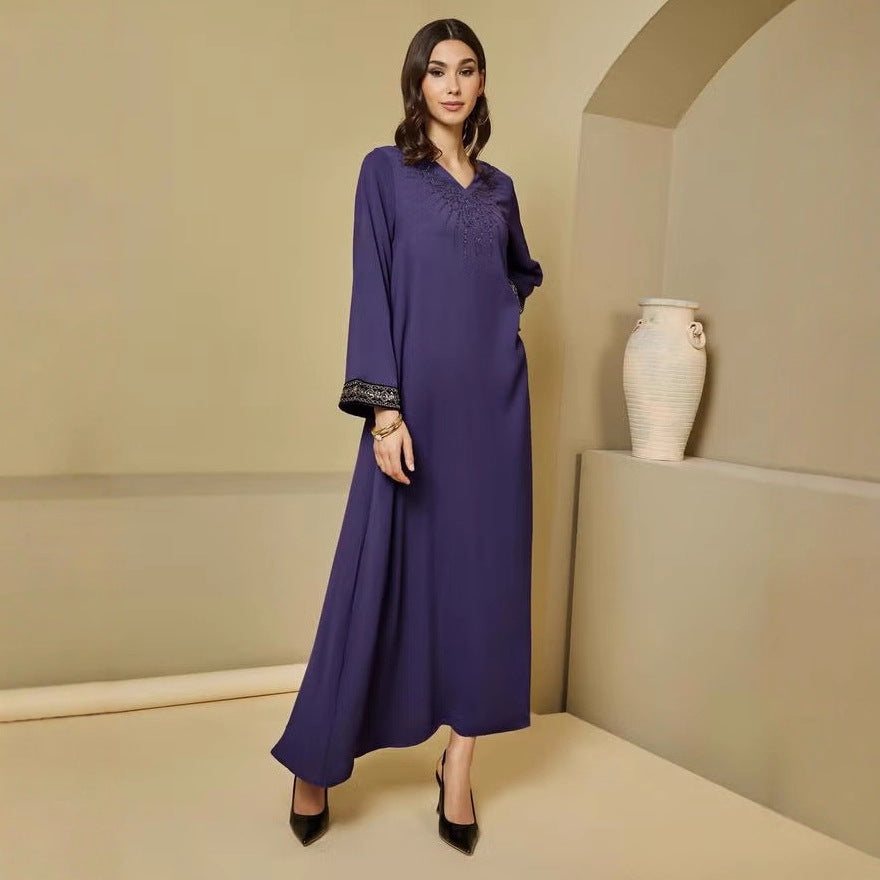 Damen Elegante Maxikleid mit bestickten Ärmeln Shop Nory