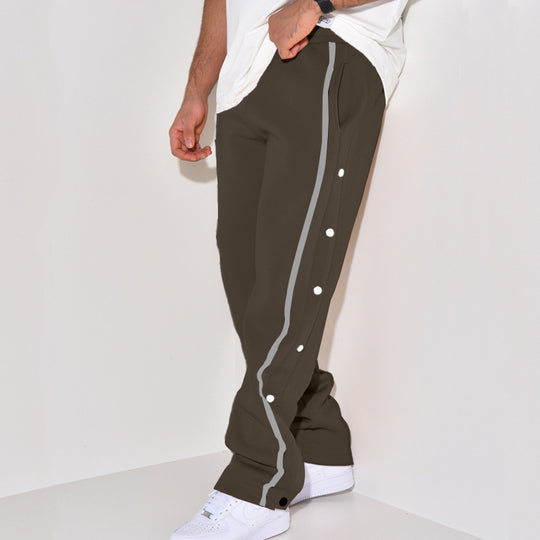Herren Snap-Trackhose mit seitlichem Kontraststreifen, Druckknopf-Leiste und elastischem Bund Shop Nory