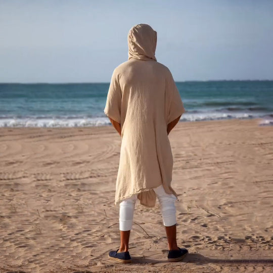 Herren Kapuzen-Kaftan aus Leinen-Baumwoll-Mix Oversize mit Taschen Shop Nory