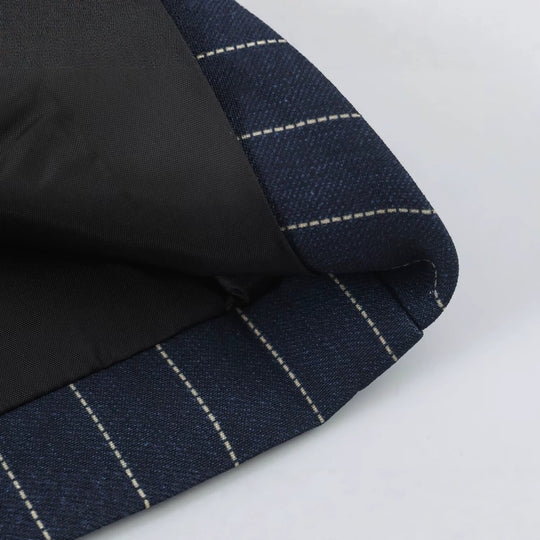 Damen taillierter Doppelreiher-Nadelstreifenblazer mit Schulterklappen Shop Nory