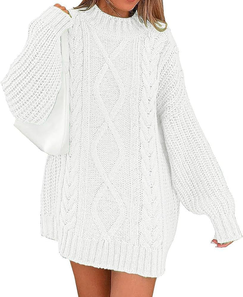 Damen Oversize Strickkleid mit Zopf- und Rippstruktur Shop Nory