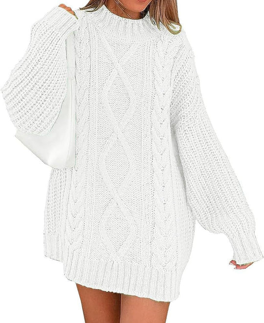 Damen Oversize Strickkleid mit Zopf- und Rippstruktur Shop Nory