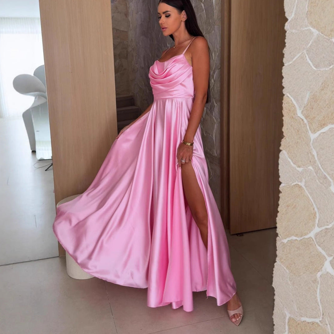 Damen Maxikleid mit geflochtenem Oberteil und offenem Rücken Shopnory