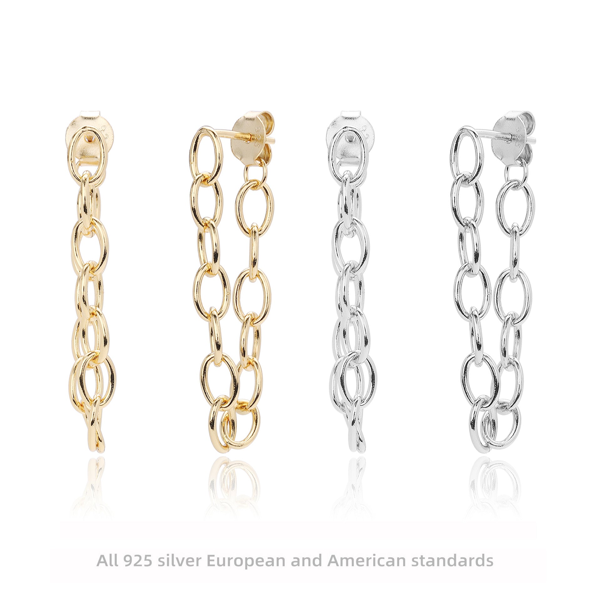 Damen Ohrhänger mit attraktivem Kettendesign aus hochwertigem 925 Sterling Silber Shop Nory