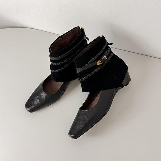 Damen Ankle‑Slipper mit umschlagbarem Velours‑Schaft und geflochtenen Zierriemen Shop Nory