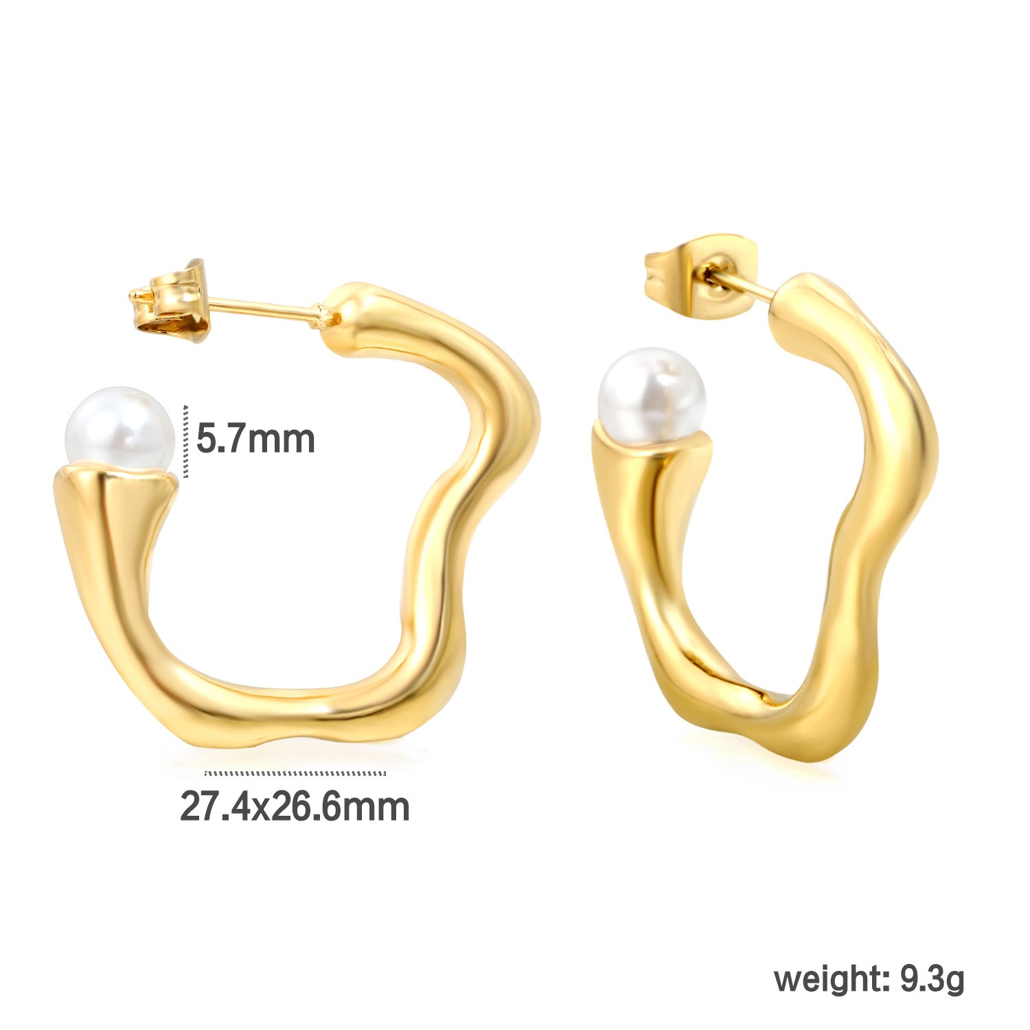 Damen creolenförmige Ohrstecker mit elegantem Perlendesign Shop Nory